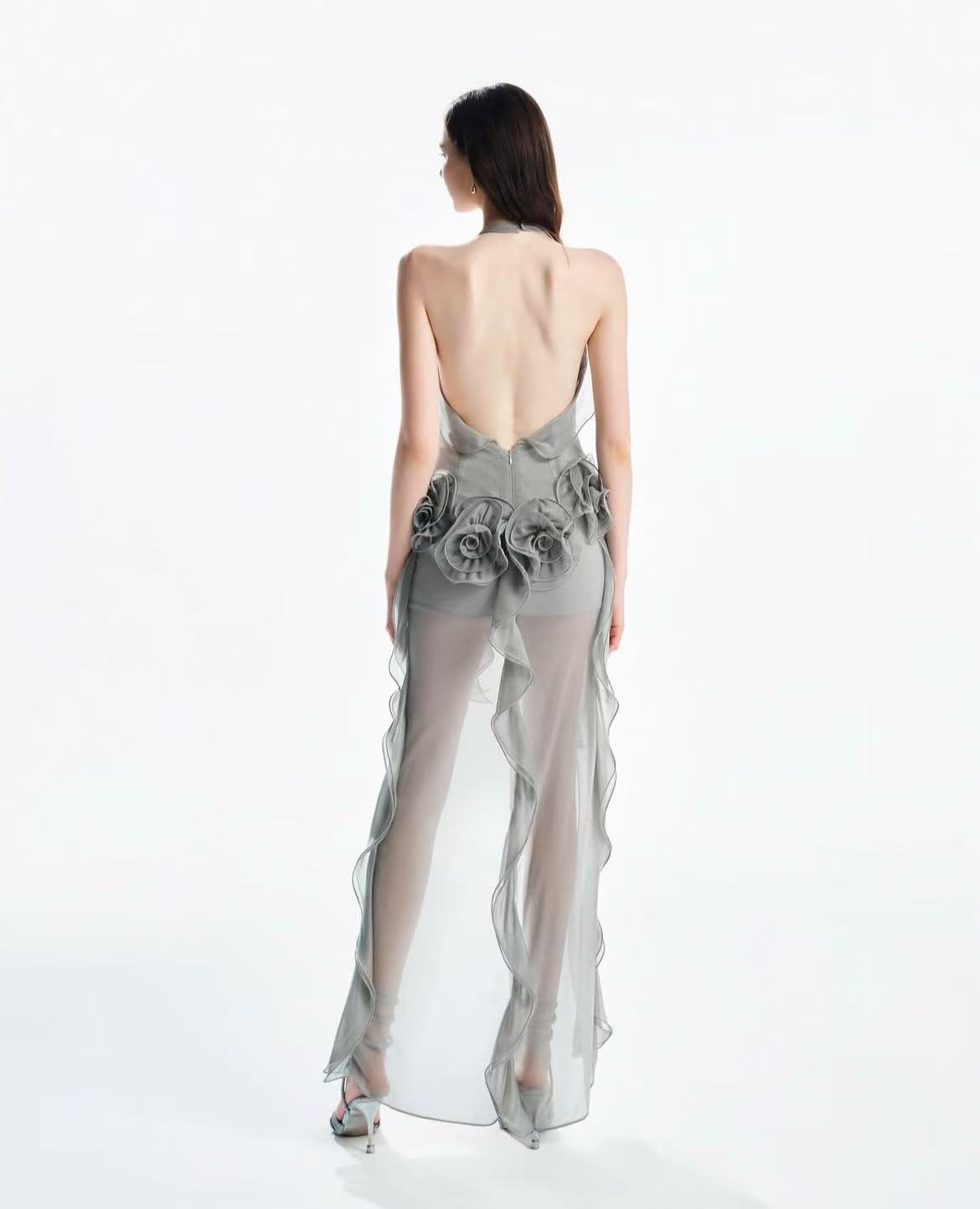 Must Have 3D Floral Wrap Dress Blue