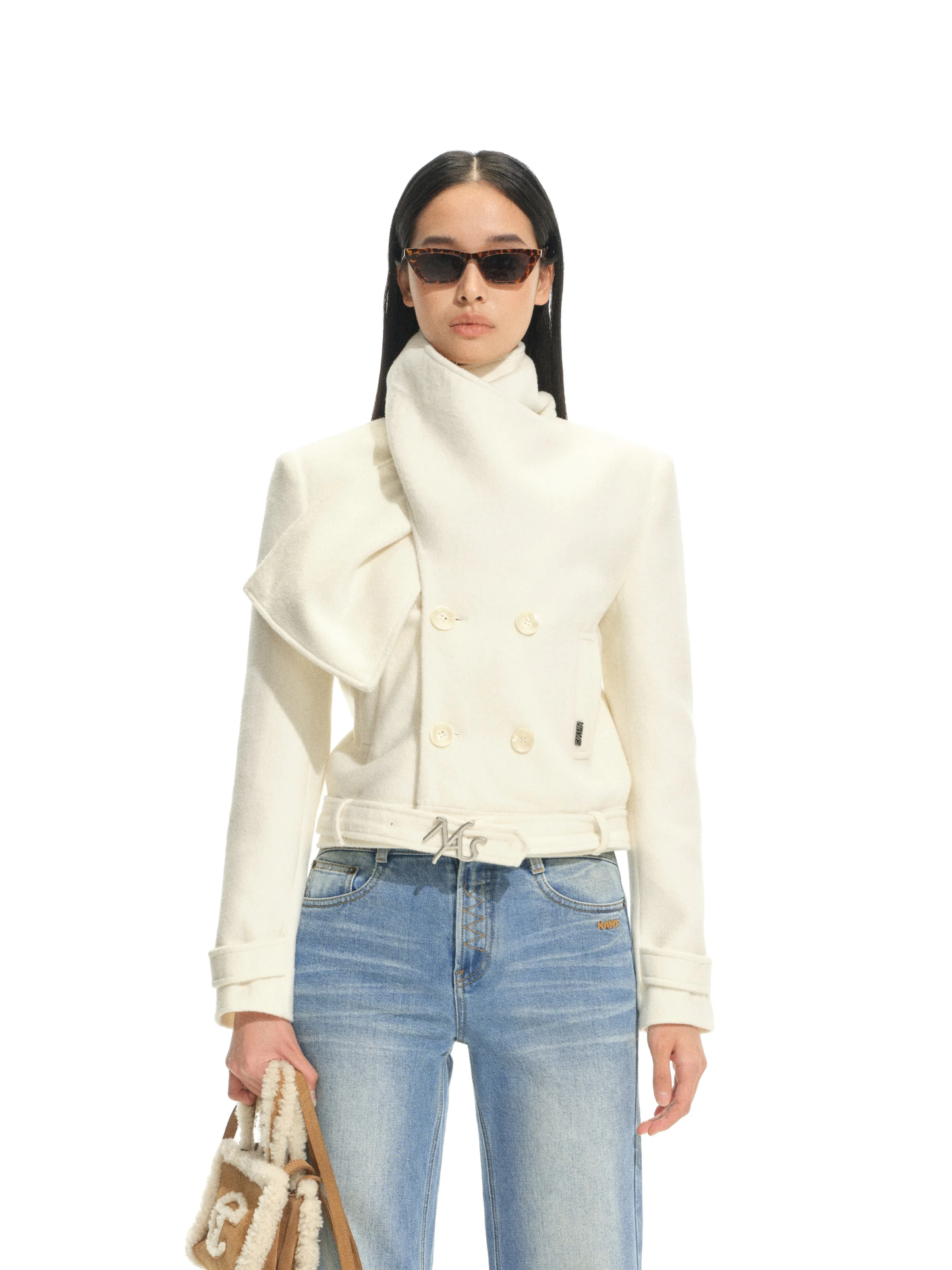 Naws Rose Shawl-Collar Wool Coat