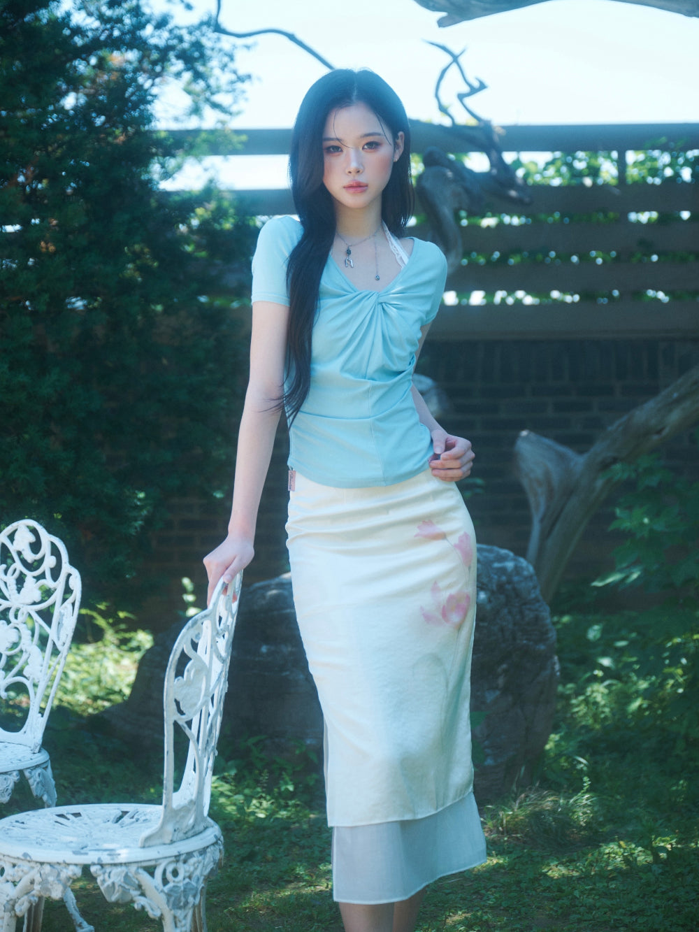 Newalrin Luna Summer Twisted Shirring Top