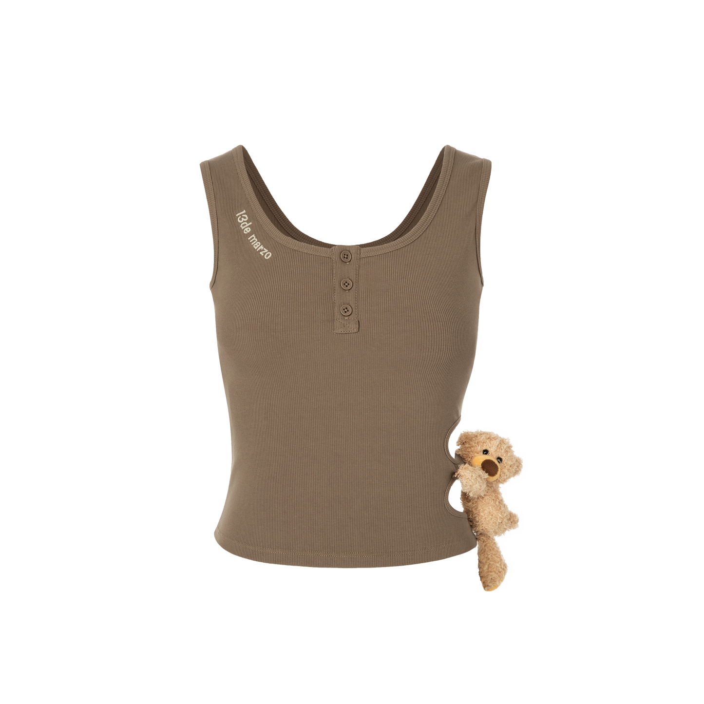 13DE MARZO Bear Hollowed Out Tank Top