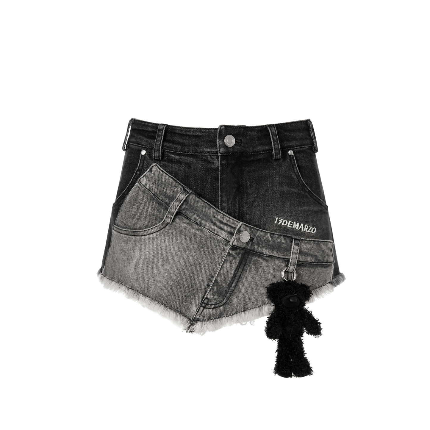 13DE MARZO Double Distressed Denim Shorts