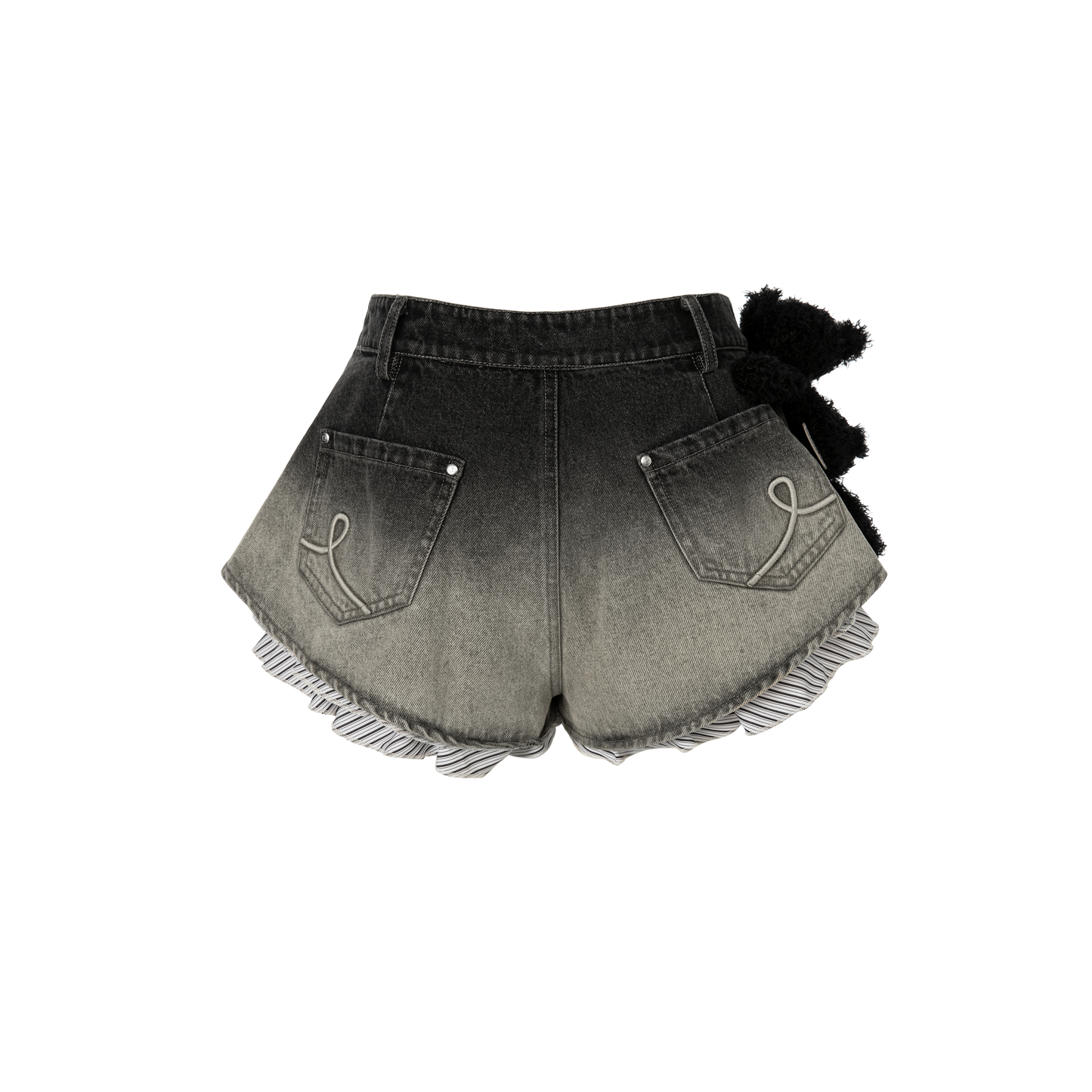 13DE MARZO Frayed Hem Distressed Denim Shorts