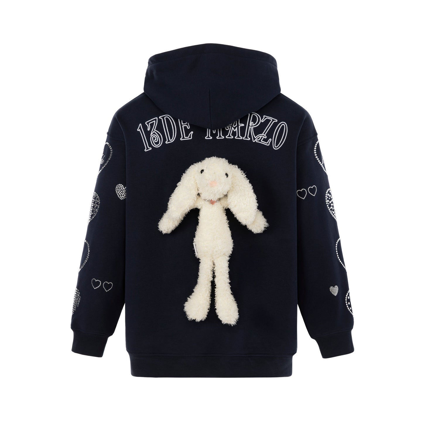 13DE MARZO Doozoo Rhinestone Heart Hoodie