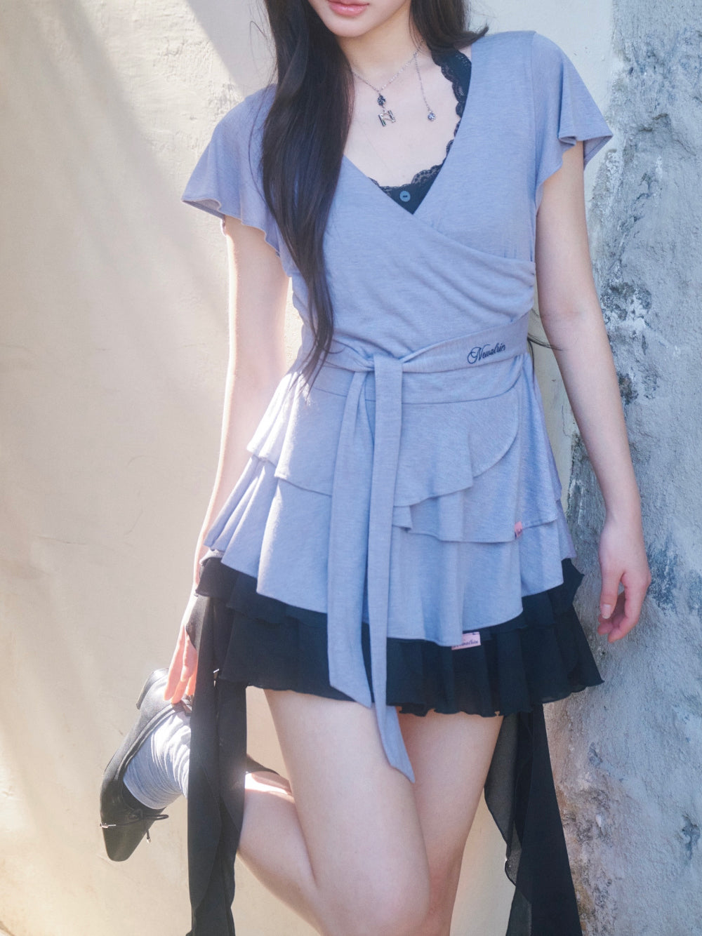 Newalrin Swan Draping Shawl Blouse