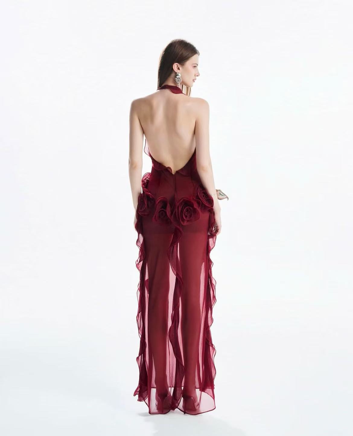 Must Have 3D Floral Wrap Dress Red