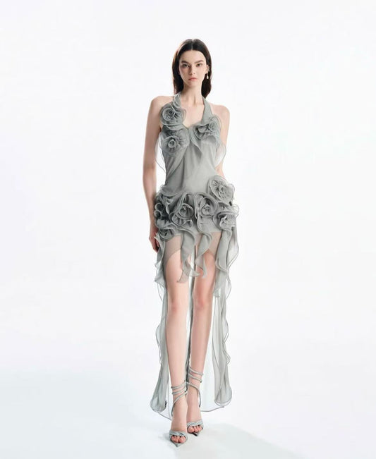 Must Have 3D Floral Wrap Dress Blue