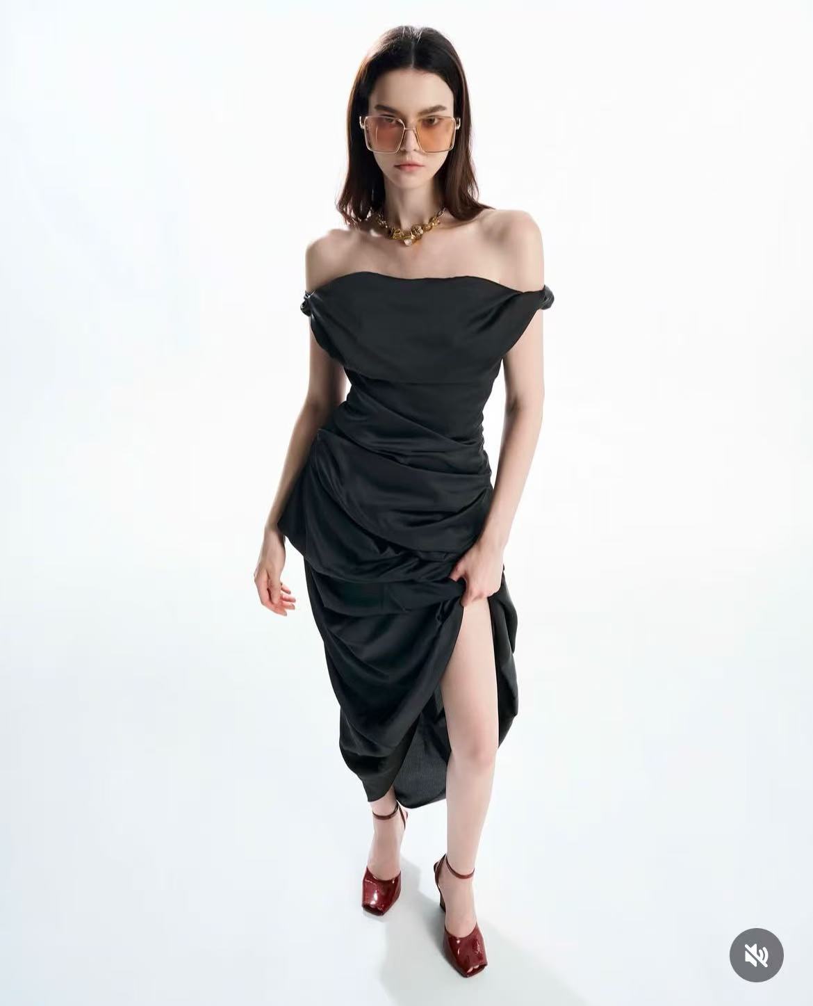 Must Have Asymmetrical Wrap Midi Dress
