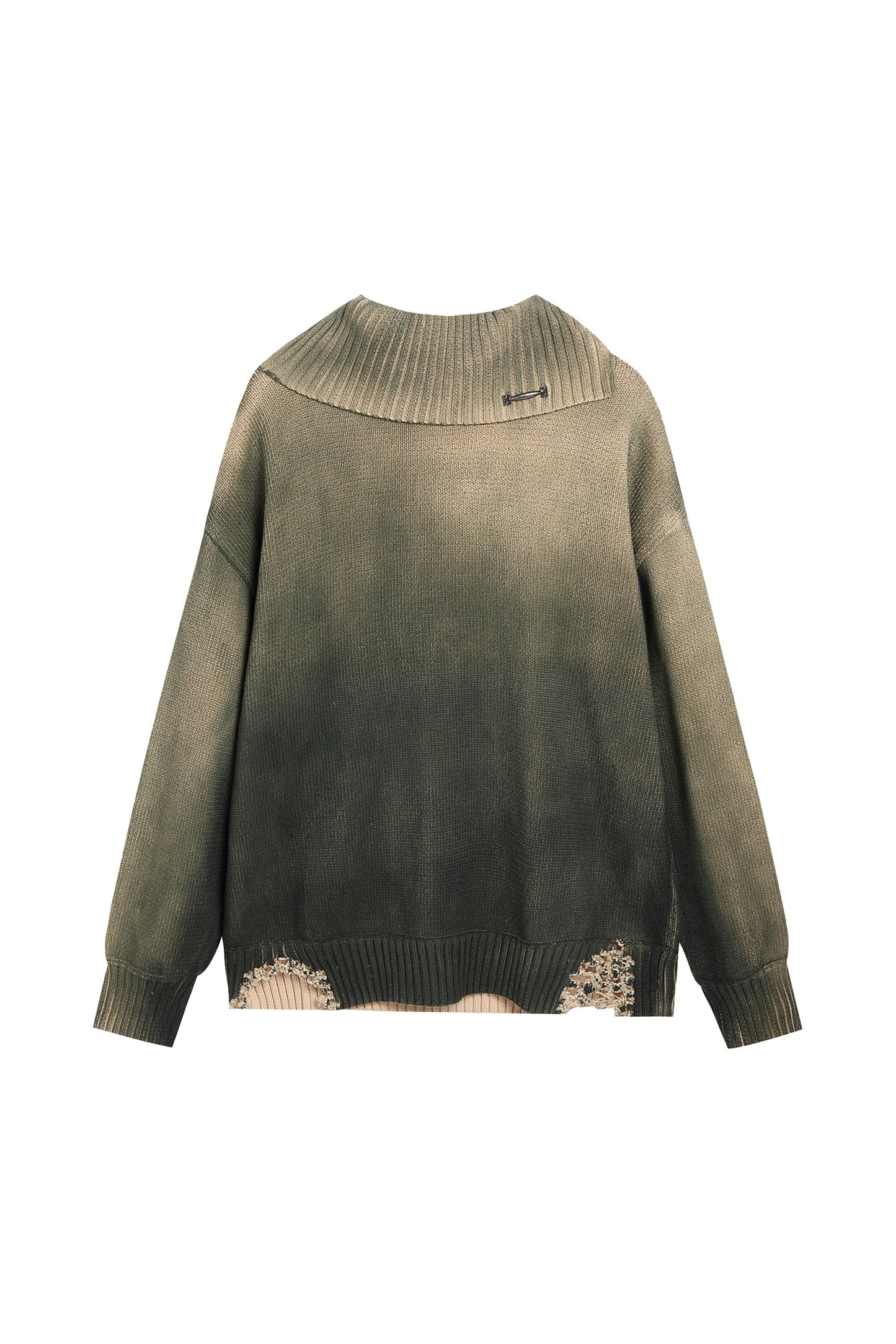 YJ1NGZYZJ Distressed Oversized Sweater In Green