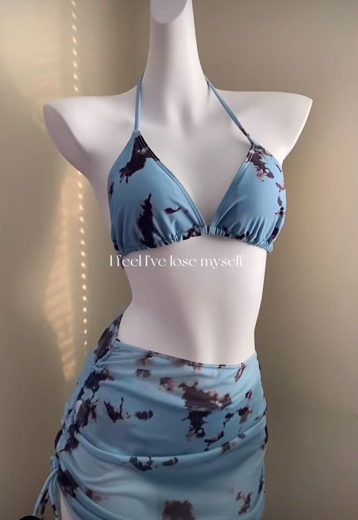Blue Tie-Dye Mesh 3-Piece Swim Set