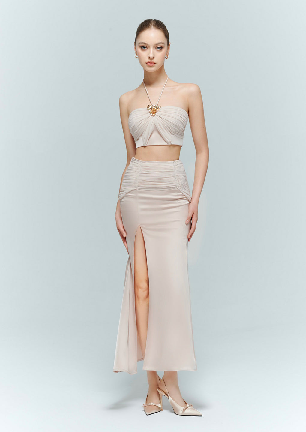 Artel Retro Pink Tulle Bow-Tie Halter Top