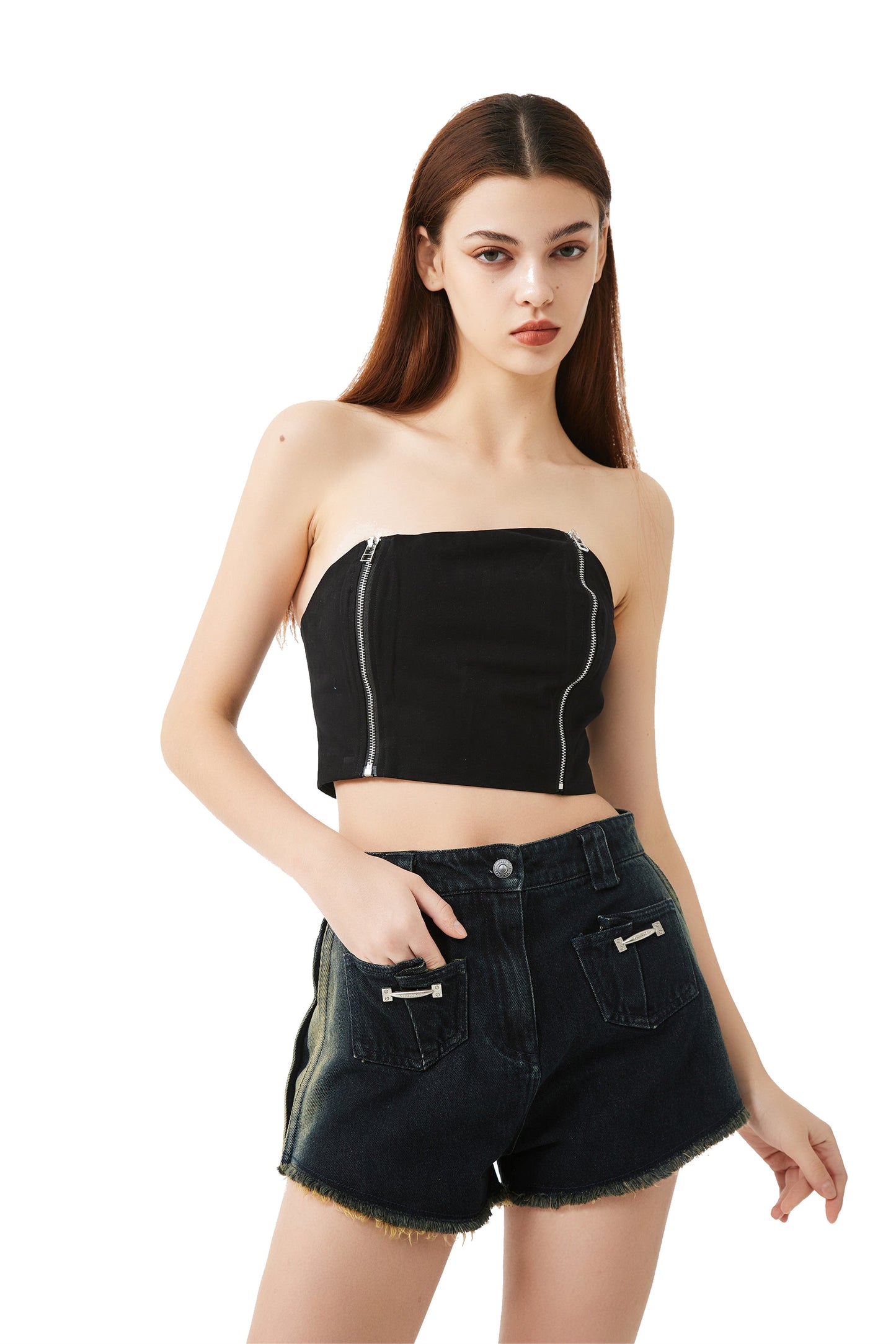 YJ1NGZYZJ Laundry YJ-Handle Denim Shorts