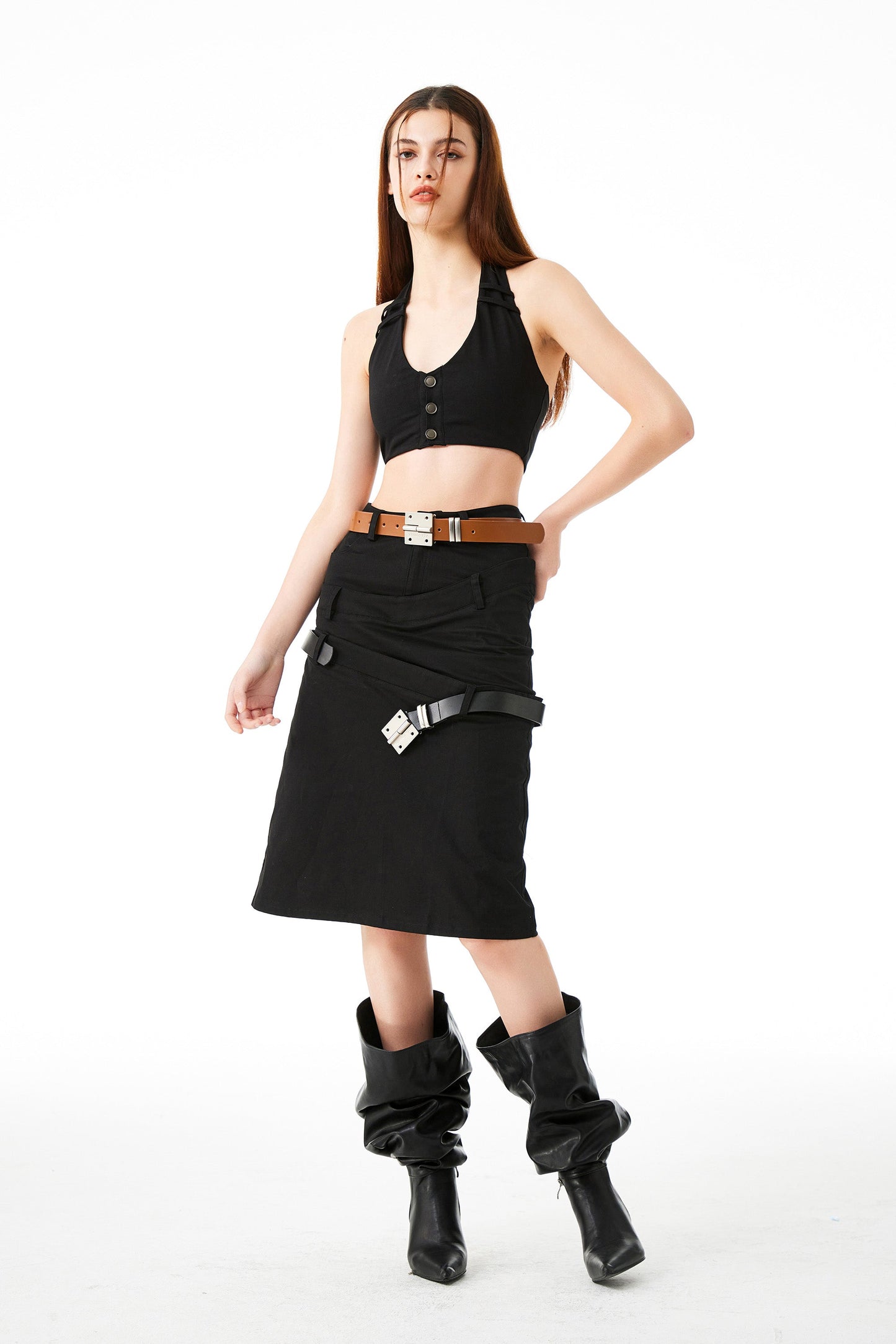 YJ1NGZYZJ Hinge Calf Leather Belt In Brown