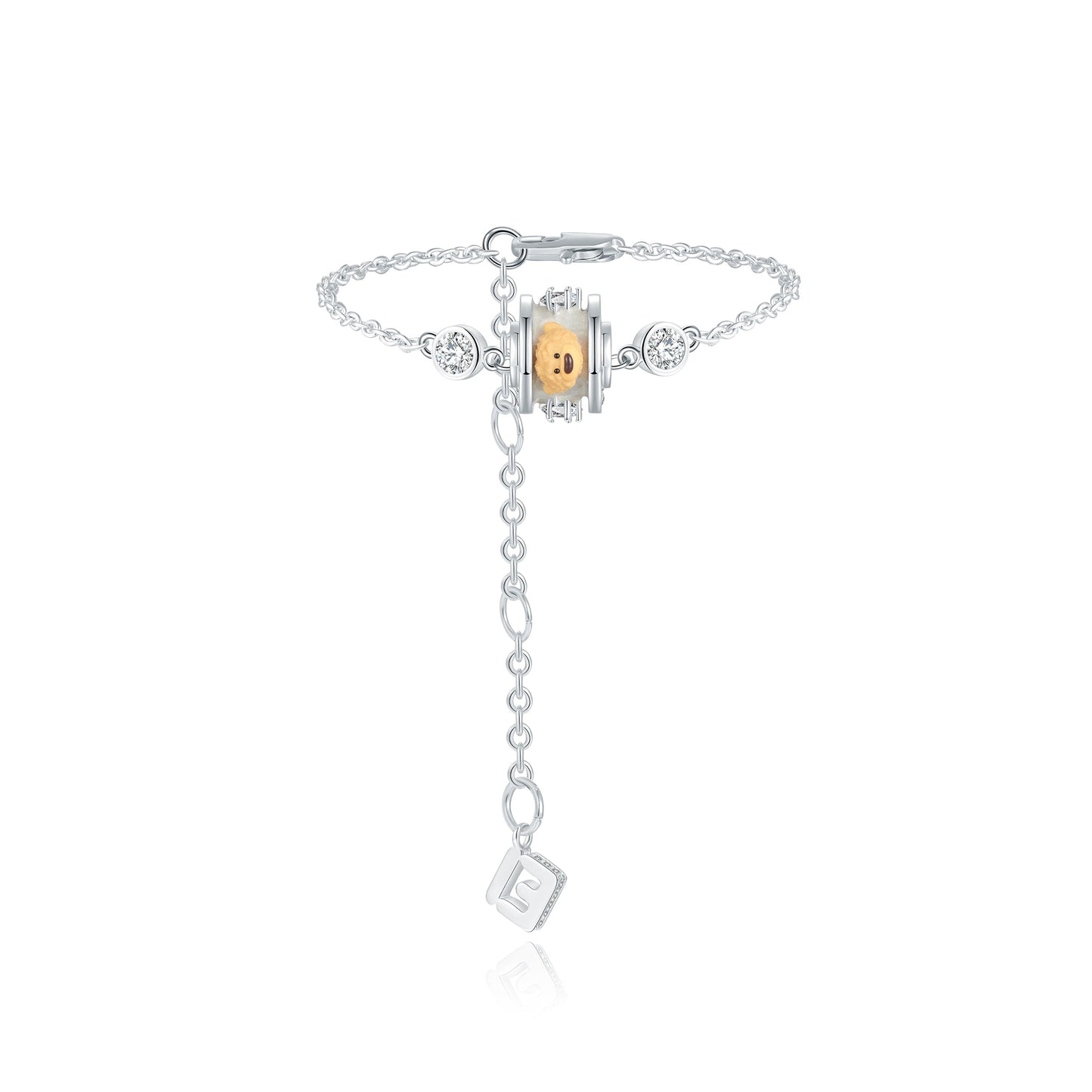 13DE MARZO Zircon Bear Bracelet