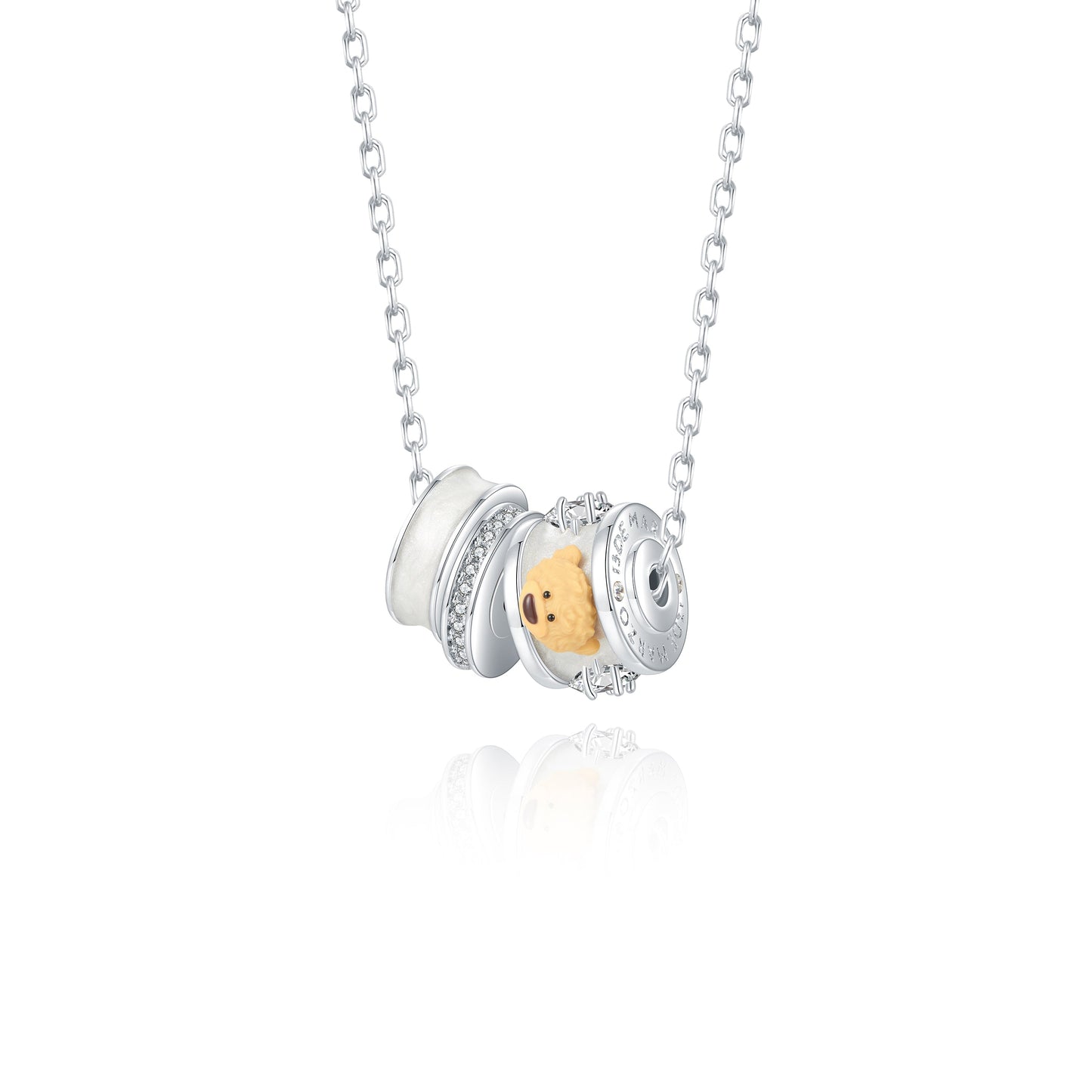 13DE MARZO Zircon Bear Necklace