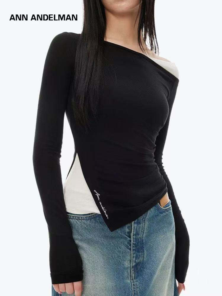 Ann Andelman Asymmetric Panel Long Sleeve Top