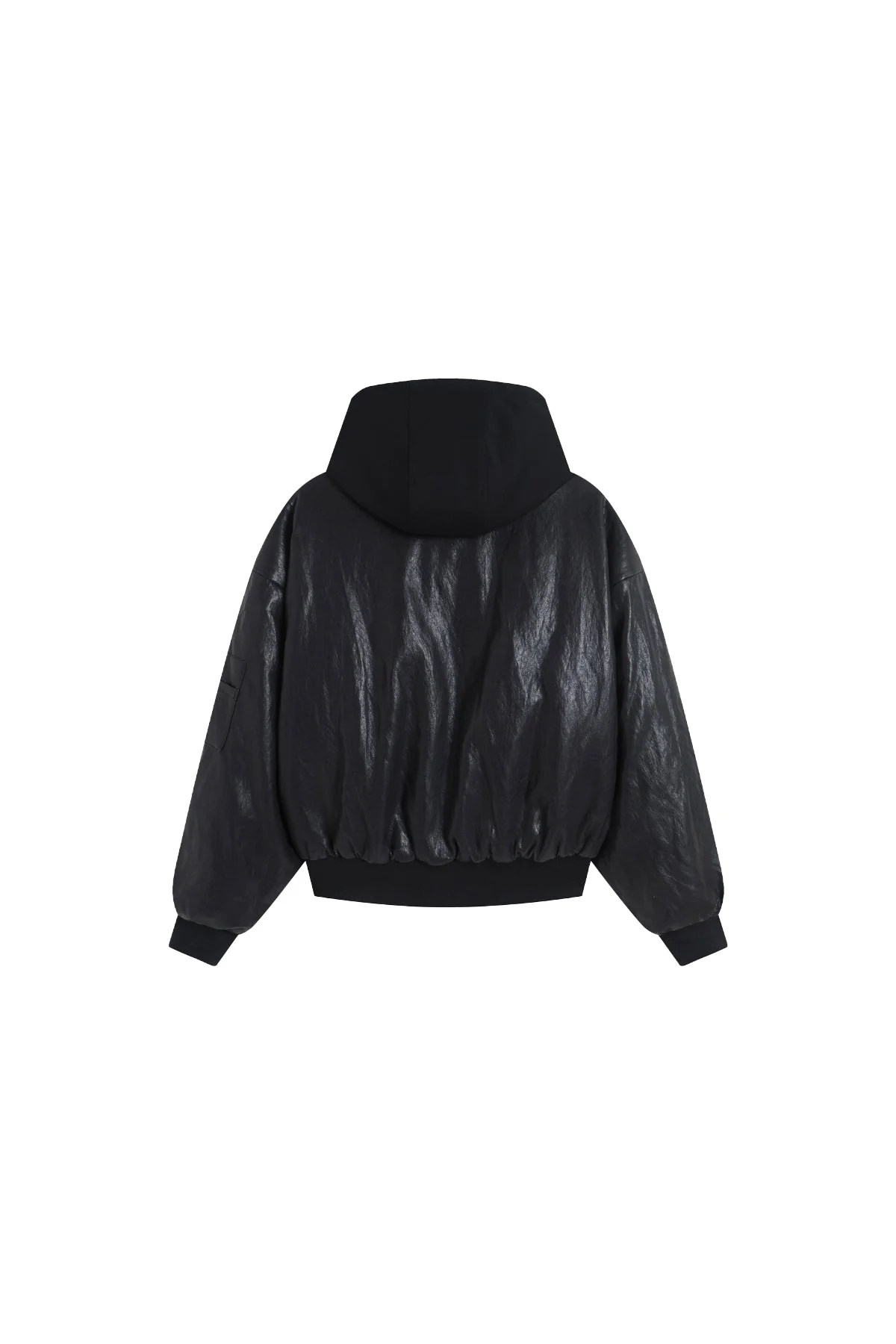 YJ1NGZYZJ Oversized Leather Bomber Jacket in Black