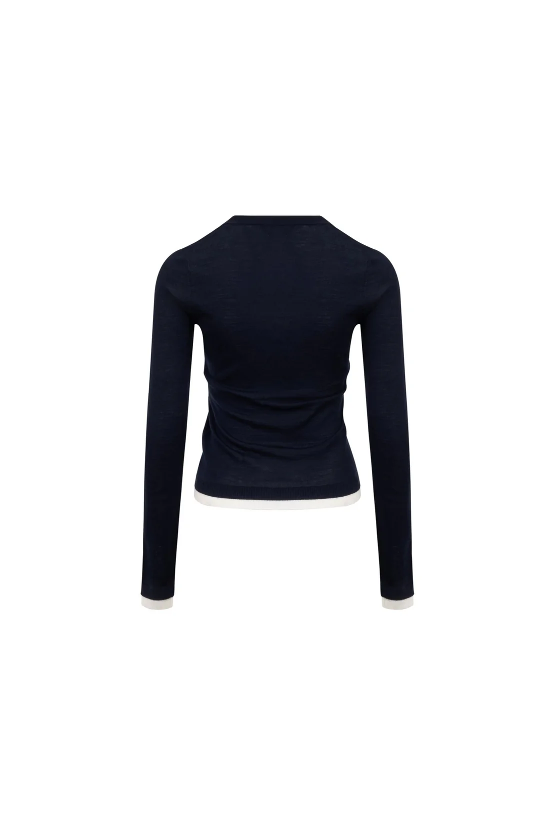 Ann Andelman Dark Royal Blue Fake Two-piece Wool Long-sleeved Cardigan