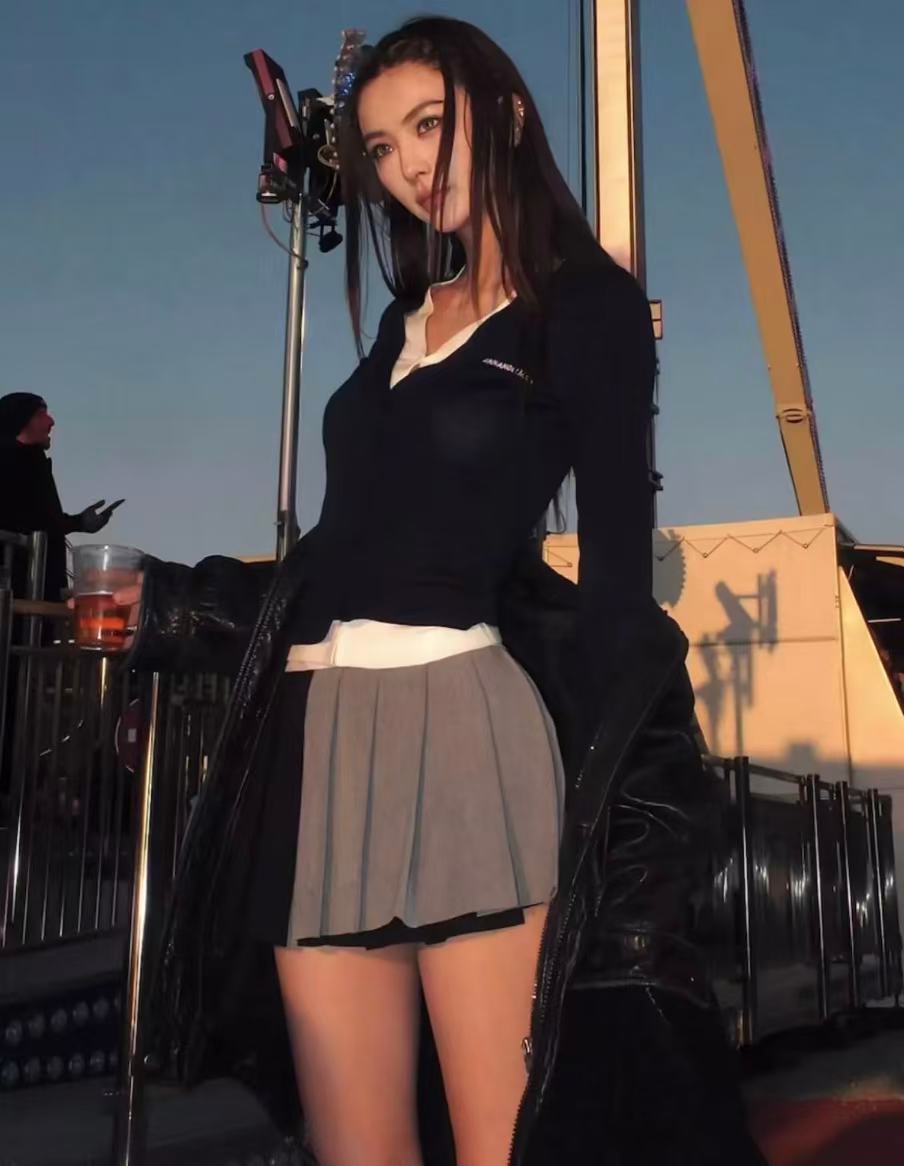 Ann Andelman Dark Royal Blue Fake Two-piece Wool Long-sleeved Cardigan