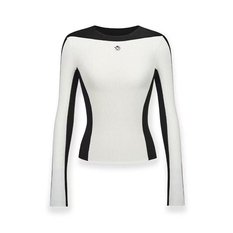 Naws Classic Black & White Waterfall Knit Top