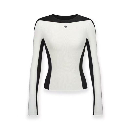 Naws Classic Black & White Waterfall Knit Top