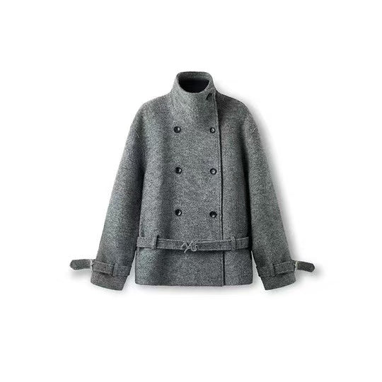 Naws Mist Grey Layered Collar Woolen Jacket