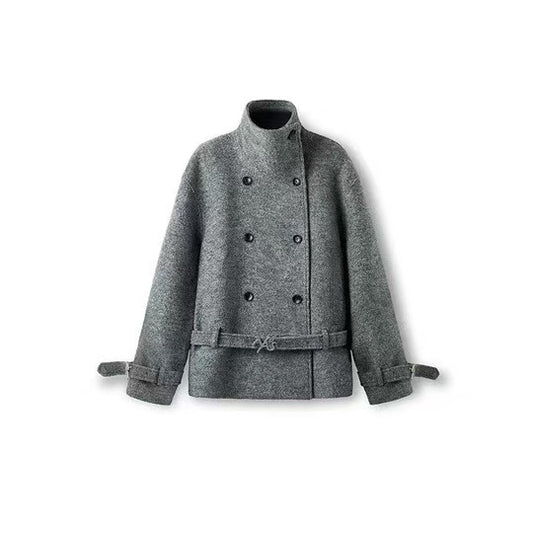 Naws Mist Grey Layered Collar Woolen Jacket