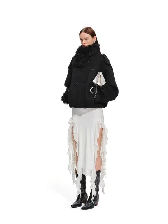 Naws Obsidian Black Polar Oversized Wollen Coat