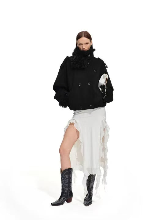 Naws Obsidian Black Polar Oversized Wollen Coat