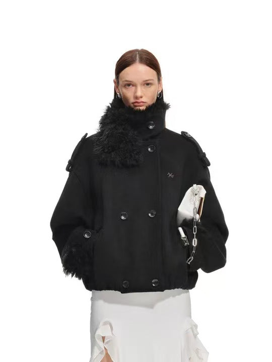Naws Obsidian Black Polar Oversized Wollen Coat