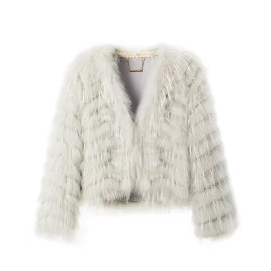 Naws Bordeaux Fur Coat