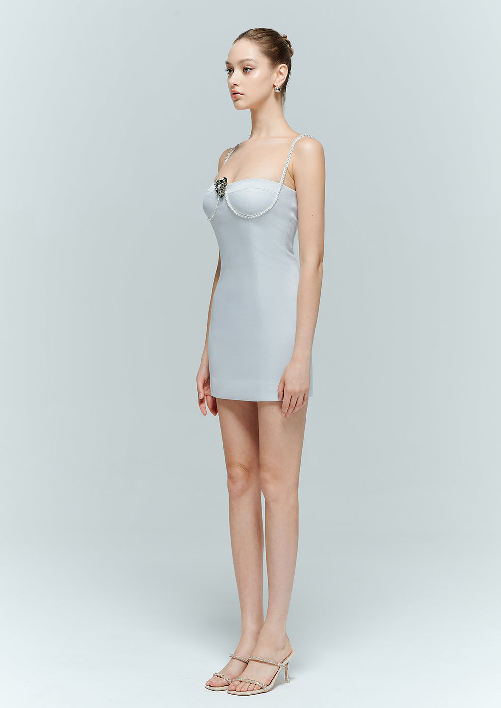 Artel Retro Water Blue Diamond Chain Strapless Dress