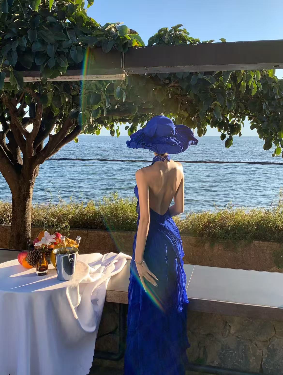 Tsuki HALTER NECK BACKLESS TIERED MAXI DRESS