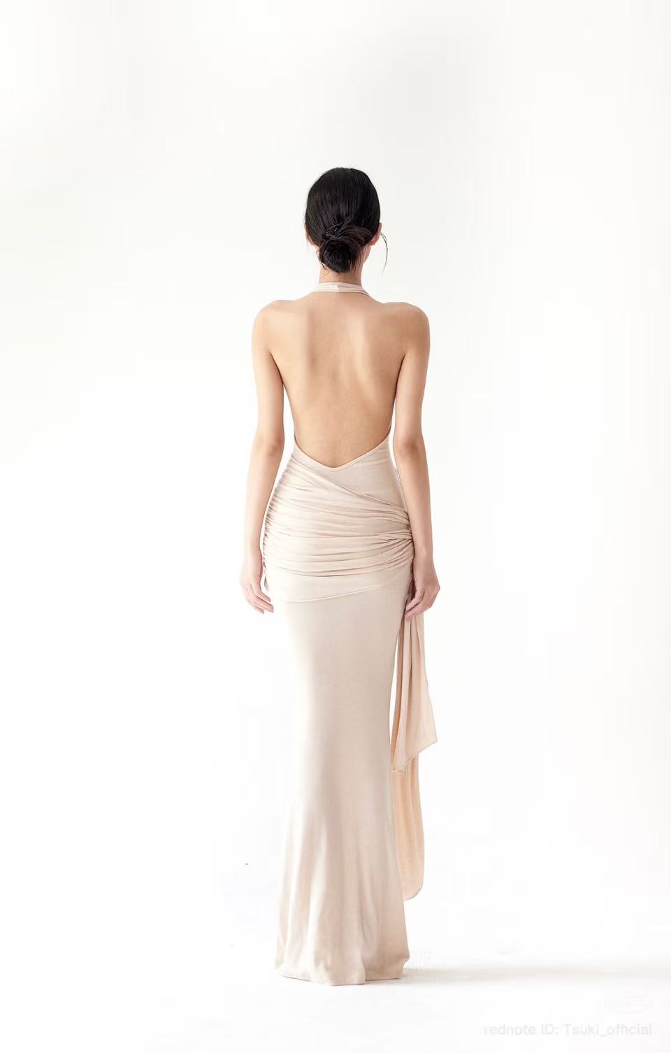 Tsuki ASYMMETRIC HALTER NECK BACKLESS DRESS