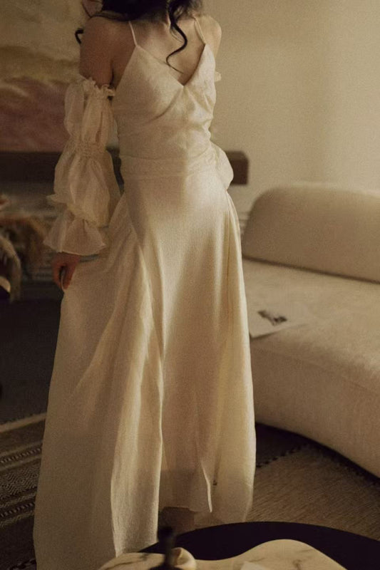 Crow Crew Off-shoulder puff sleeve maxi dress