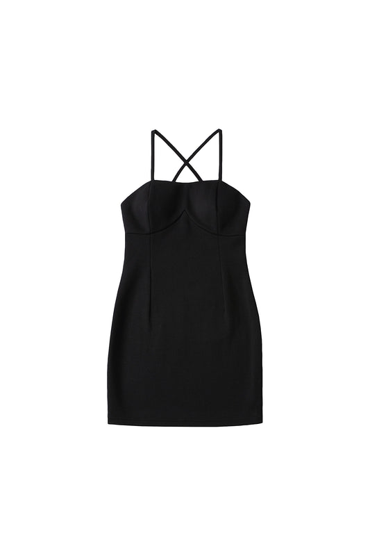 YJ1NGZYZJ Cross-Back Dress In Black