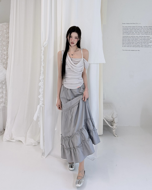 Newalrin Glow Chiffon Shirred Sleeveless Blouse