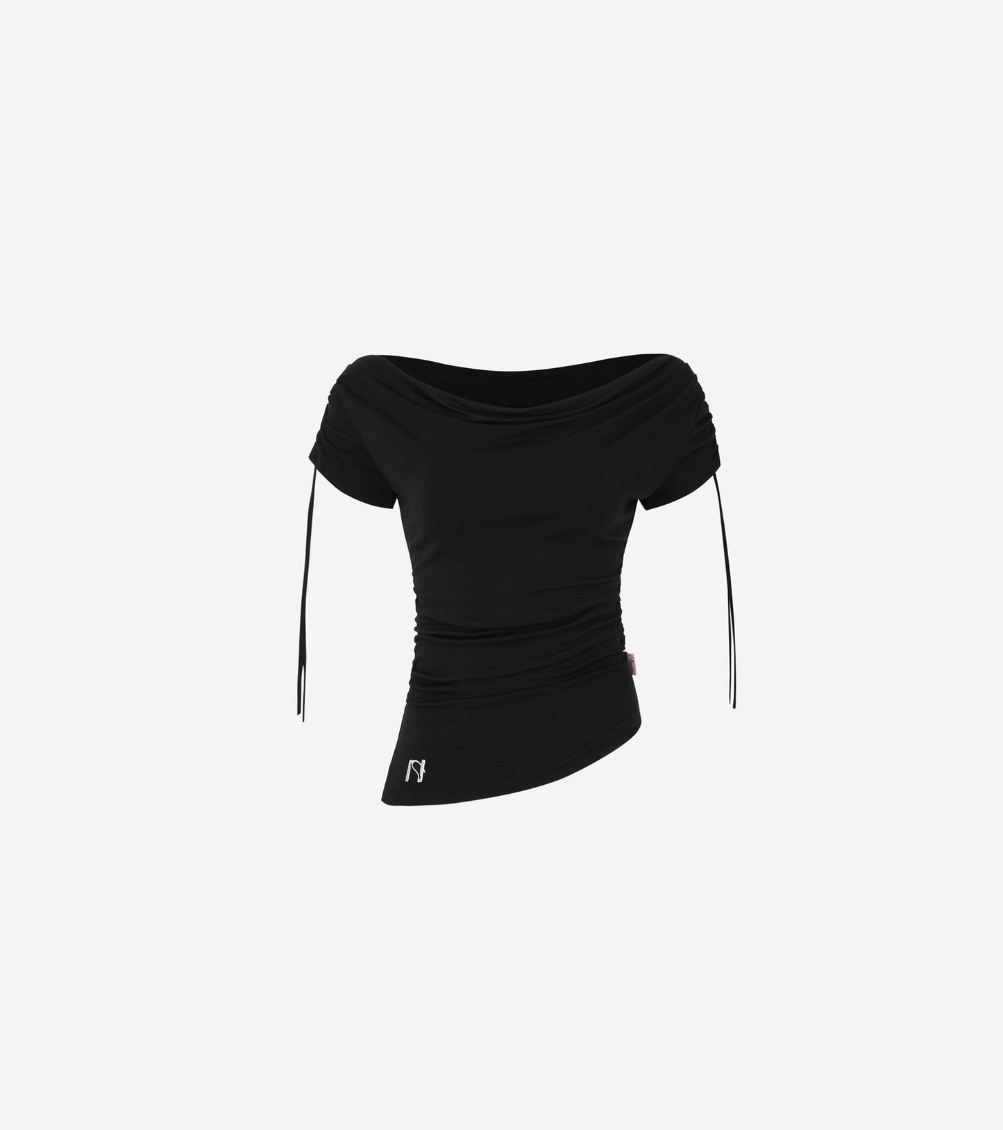 Newalrin Meow Summer draping shrring Boat neck Top