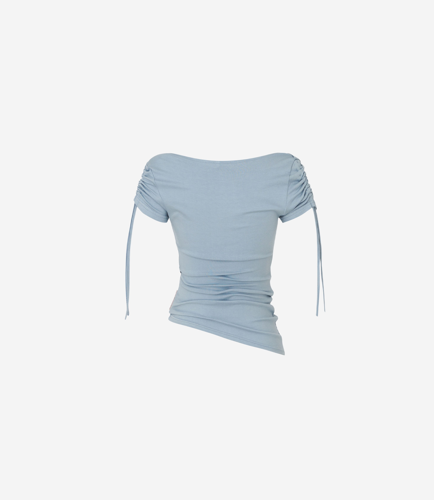Newalrin Meow Summer draping shrring Boat neck Top