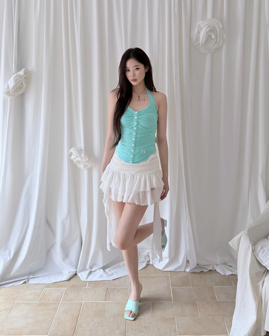 Newalrin Candy Lace Button Sleeveless Top