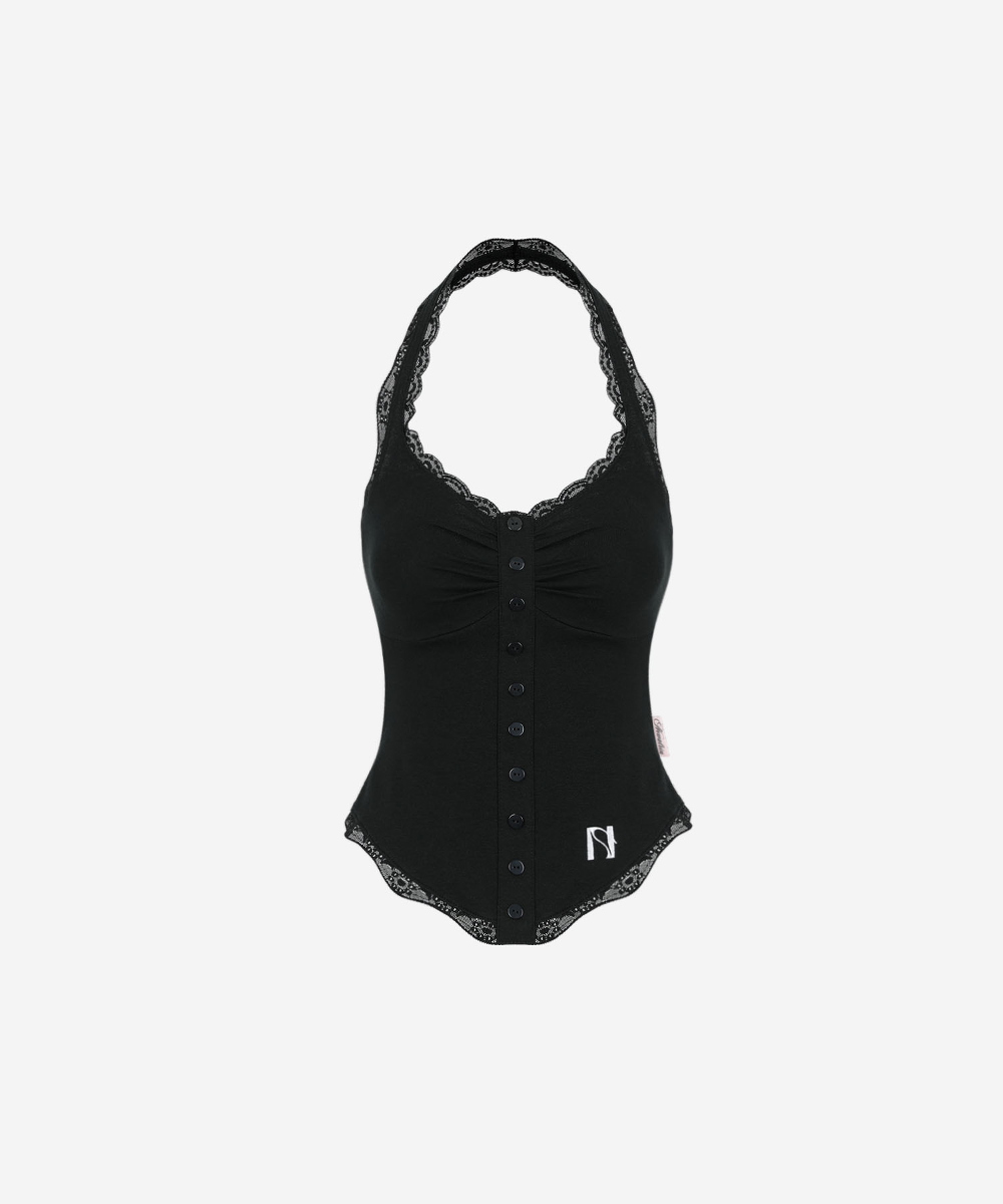 Newalrin Candy Lace Button Sleeveless Top