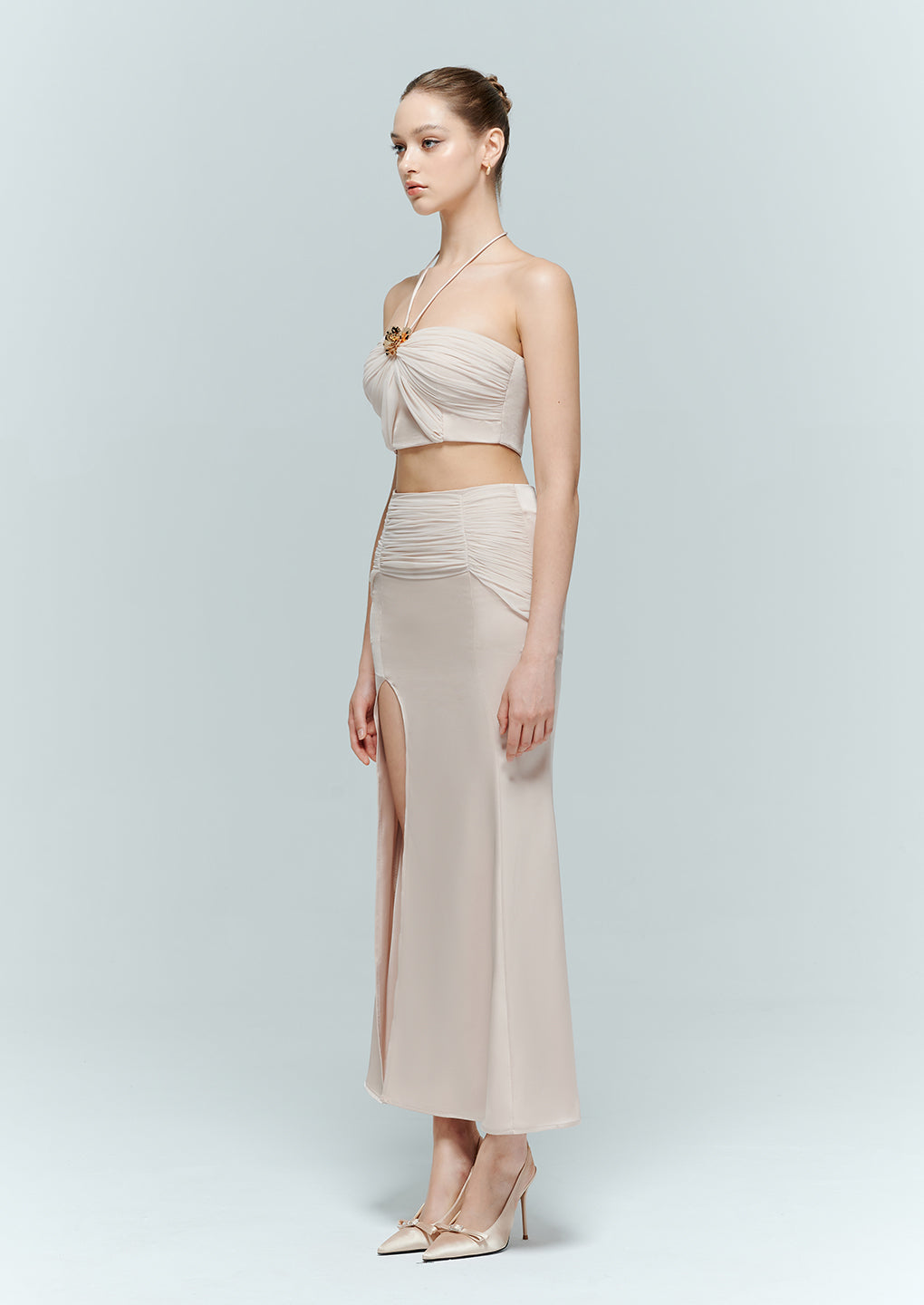 Artel Retro Pink Tulle Bow-Tie Halter Top