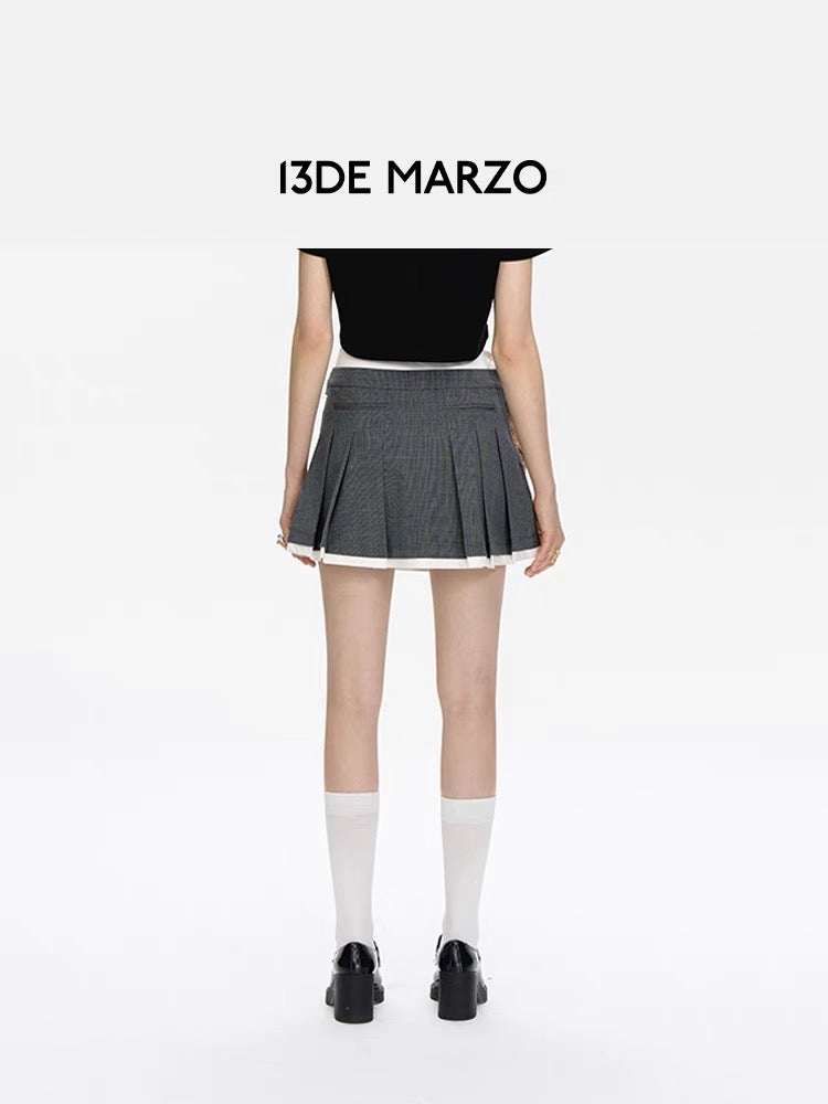 13DE MARZO Fold Pleated mini Skirt