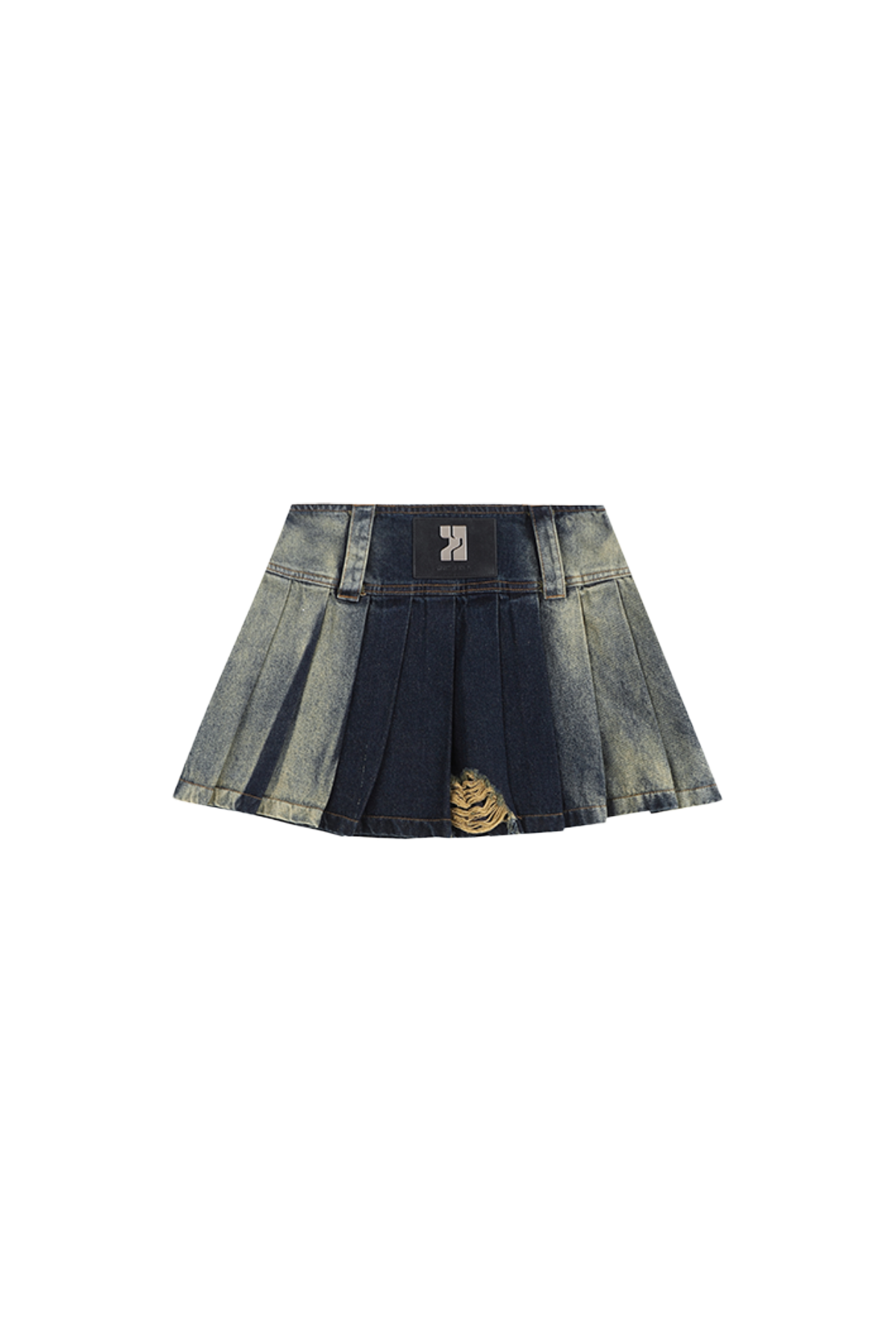 YJ1NGZYZJ Gradient Pleated Denim Miniskirt