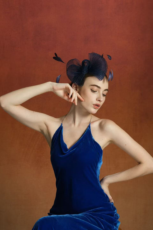 Tsuki Velvet Dress - Blue