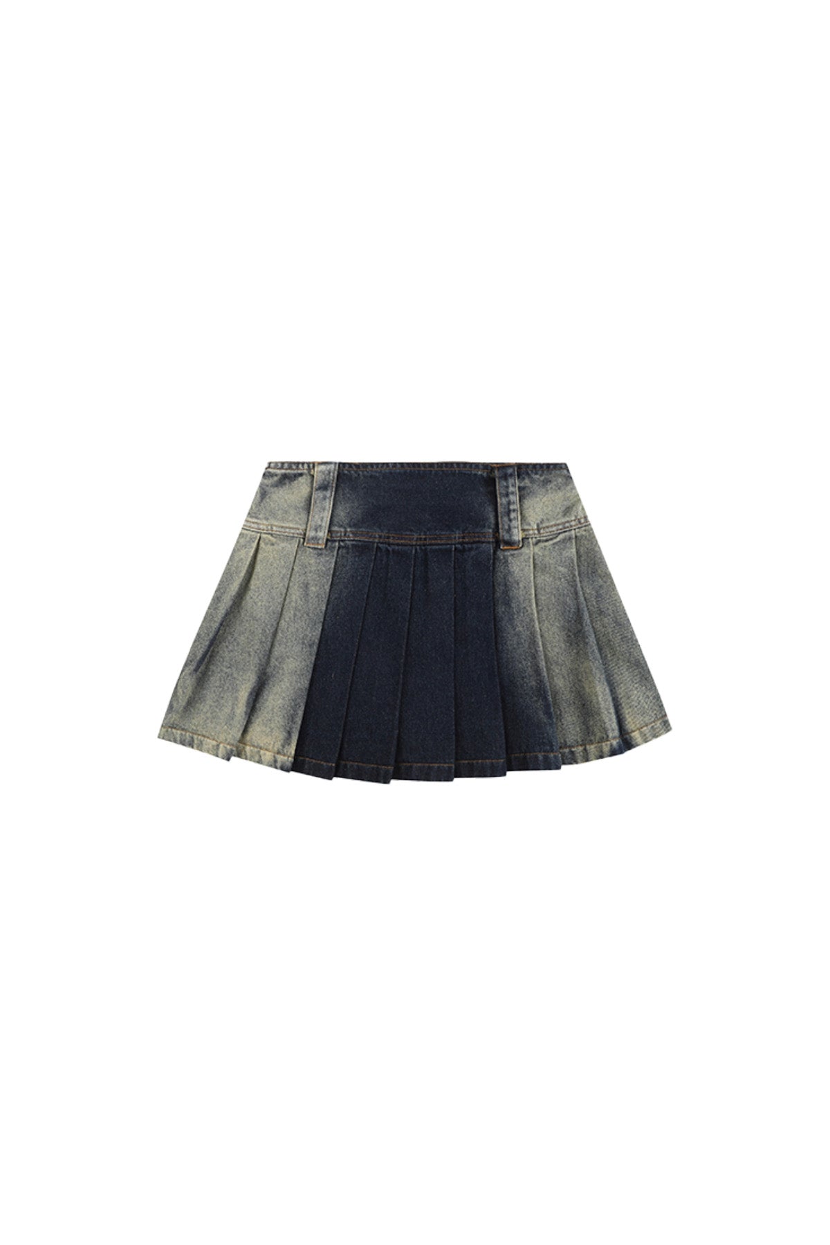 YJ1NGZYZJ Gradient Pleated Denim Miniskirt