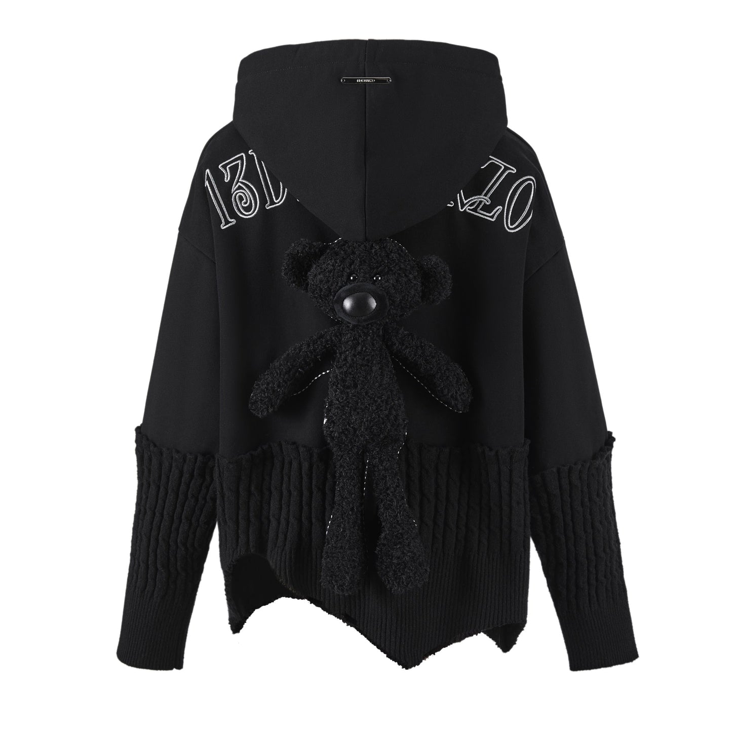 13DE MARZO Bear Knit Patch Hoodie