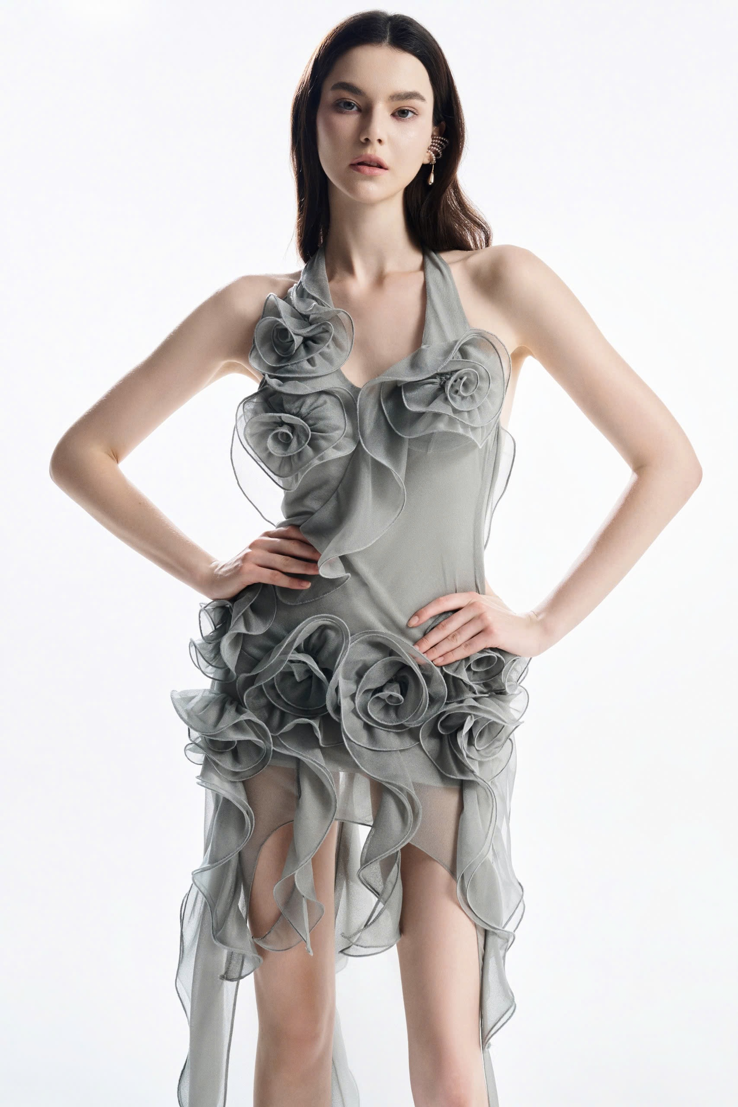 Must Have 3D Floral Wrap Dress Blue