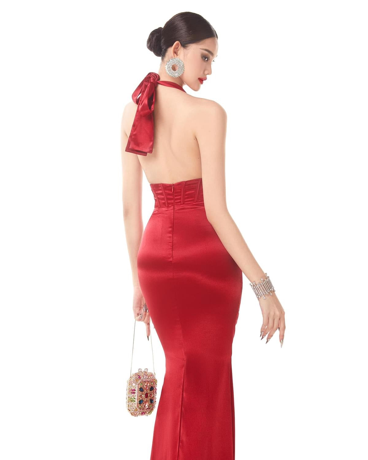 Mael Femme Sexy Halter Midi Dress