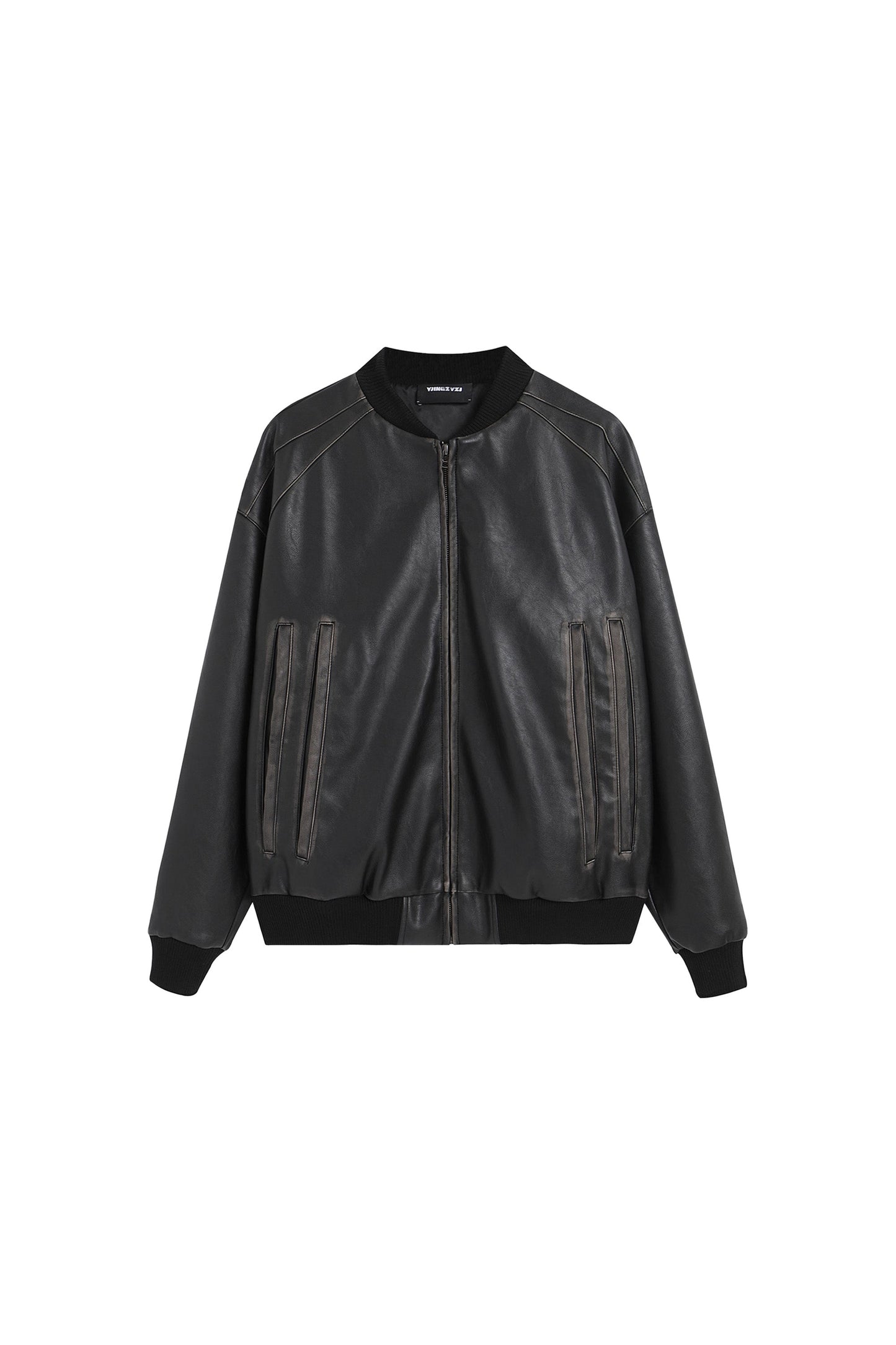 YJ1NGZYZJ Black Faded Leather Jacket