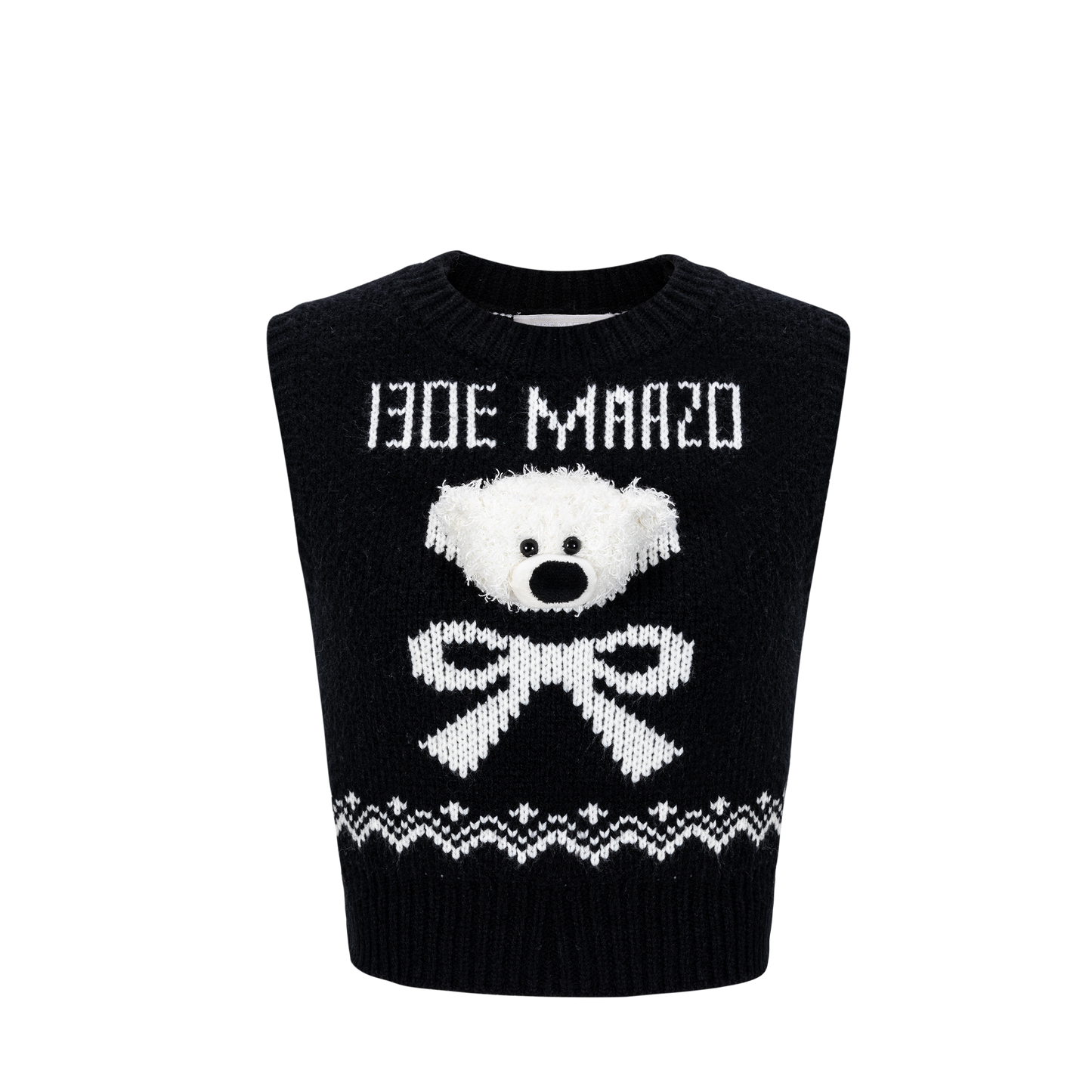 13DE MARZO Fair Isle Bear Knit Vest